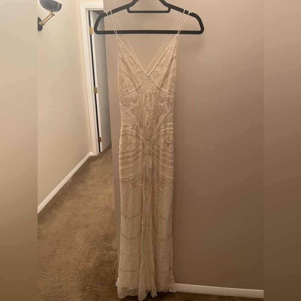Long white beaded dress